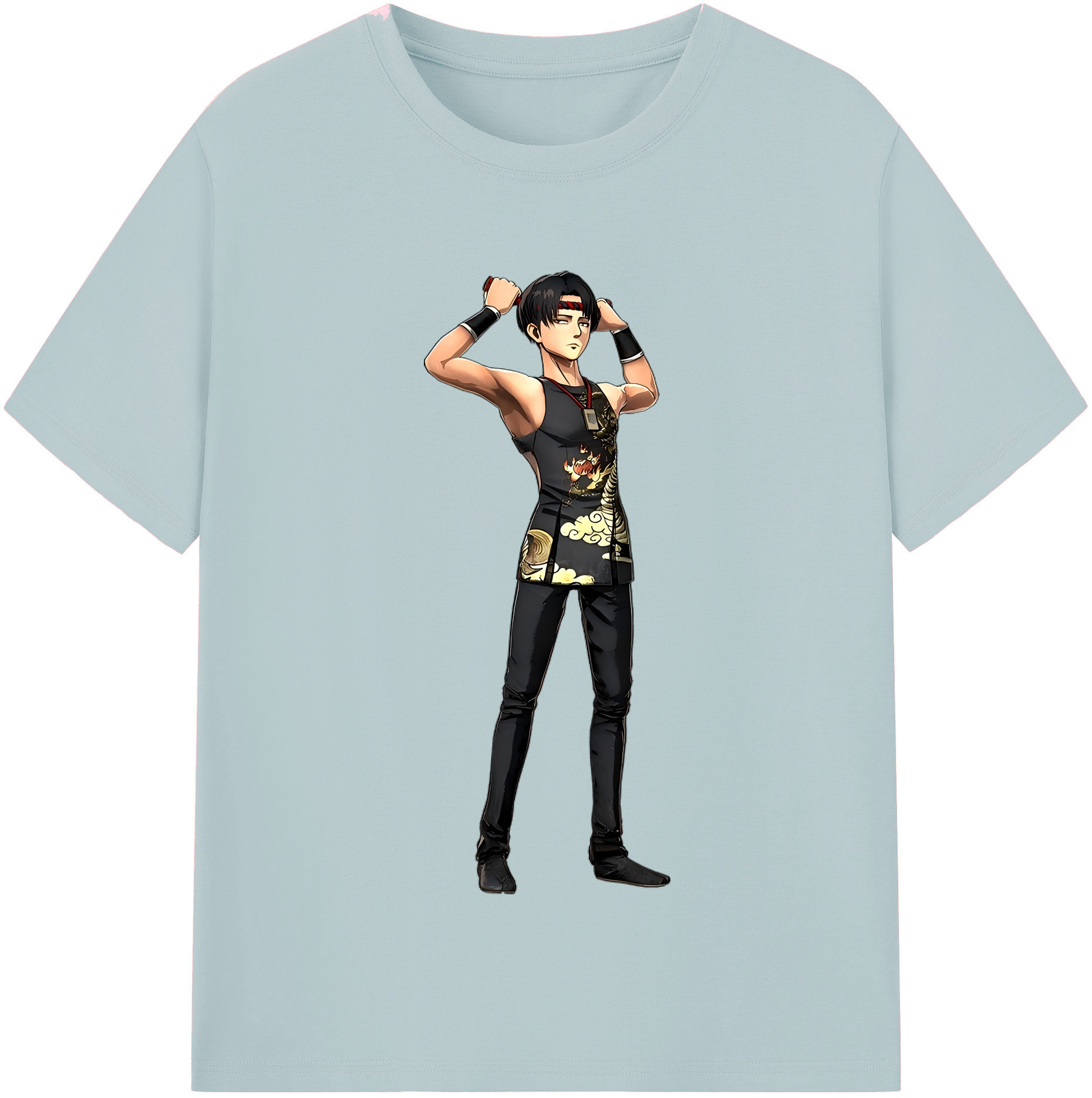 （画像用） 進撃の巨人 リヴァイ·アッカーマン Attack on Titan Levi Ackerman 綿100％半袖Tシャツ（フロントプリント）